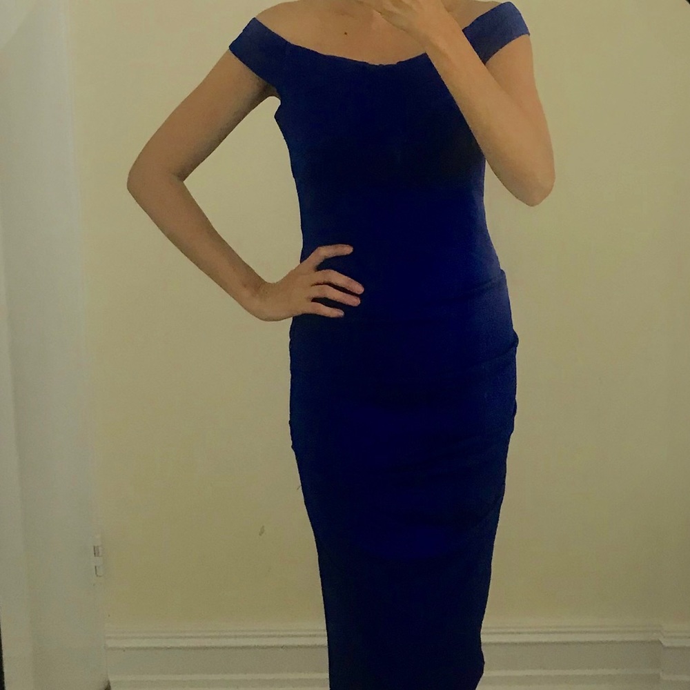Nicole Miller Cobalt Off the Shoulder Dress Size 0